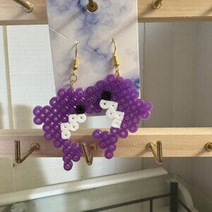 Dolphin purple perler beads earrings